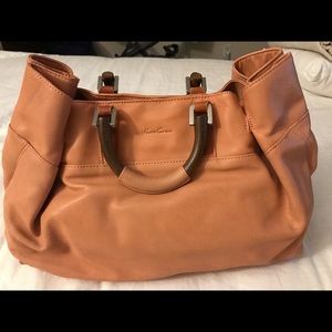 Peach leather handbag
